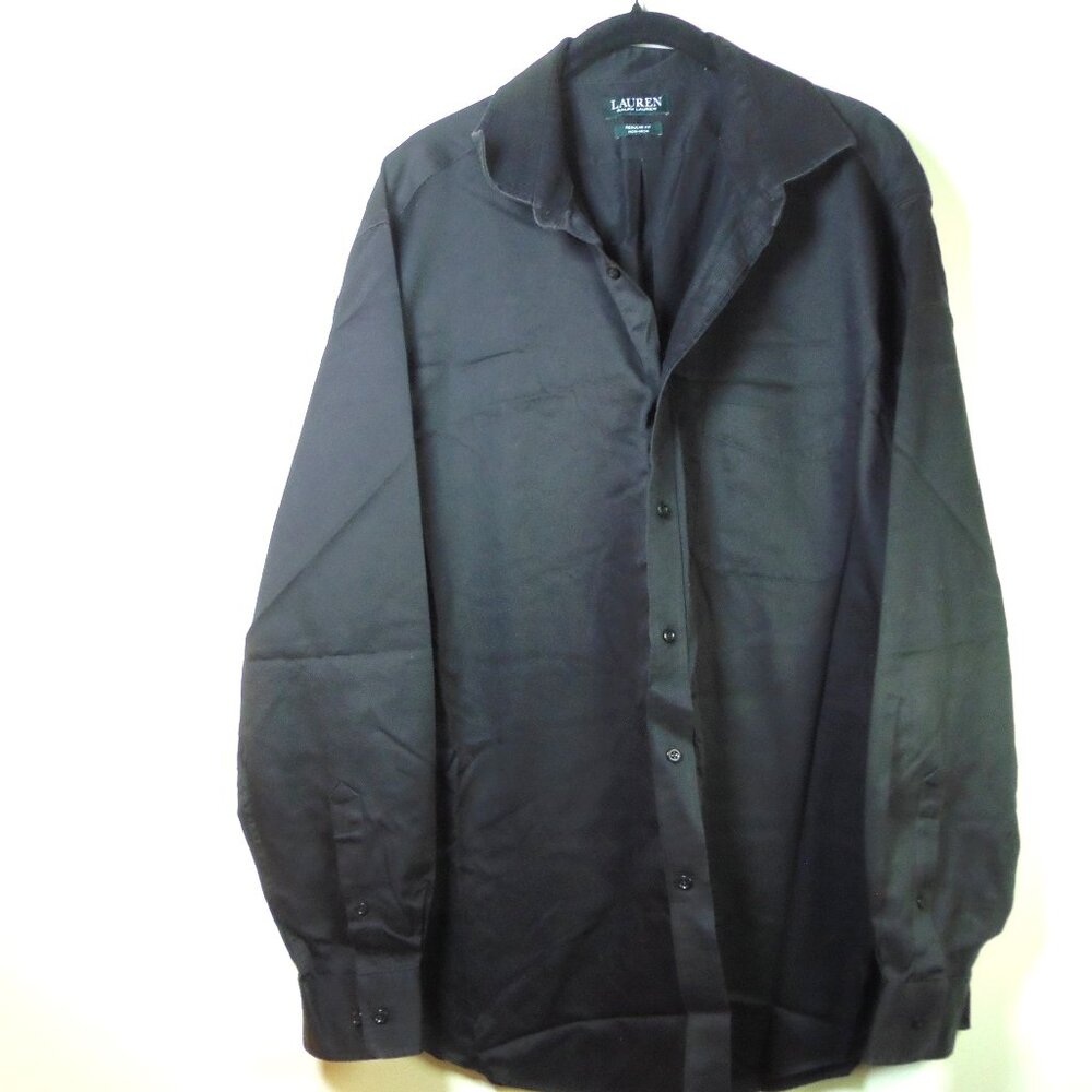 Lauren Ralph Lauren Black Reg Fit Non‎ Iron Button Down 17.5 34/35 Shirt Hipster